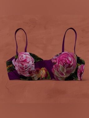 DOLCE & GABBANA FLORAL PRINTED BIKINI TOP